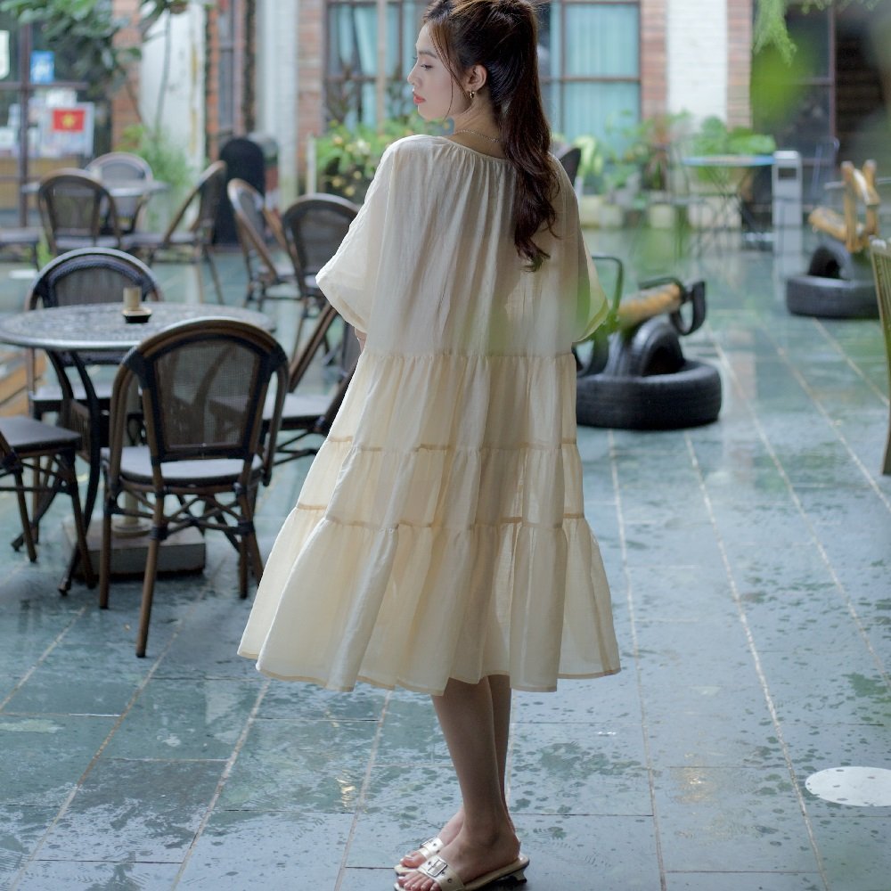 Chic Relaxed Fit Midi Dresses - 100% Ramie