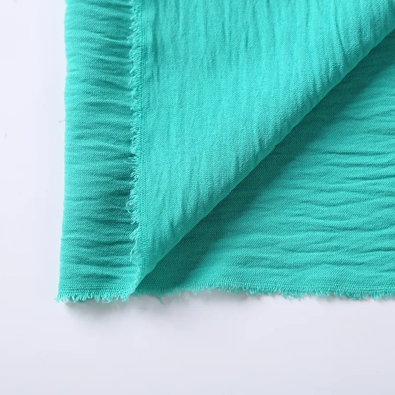 Customize Color Plain Dyed 100% Polyester Woven Crinkle CEY Crepe Wrinkle Fabrics For Clothing Women