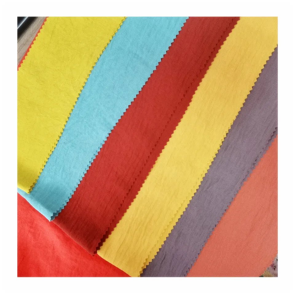 Customize Color Plain Dyed 100% Polyester Woven Crinkle CEY Crepe Wrinkle Fabrics For Clothing Women