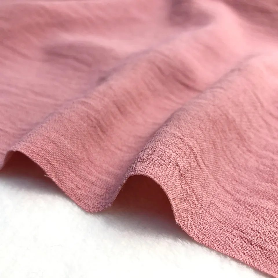 Customize Color Plain Dyed 100% Polyester Woven Crinkle CEY Crepe Wrinkle Fabrics For Clothing Women