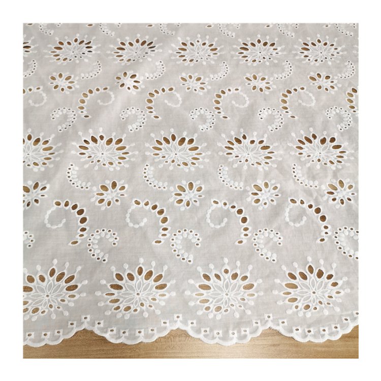 Hot selling low price leftover cotton embroidery fabric in stock lot for women and baby clothing