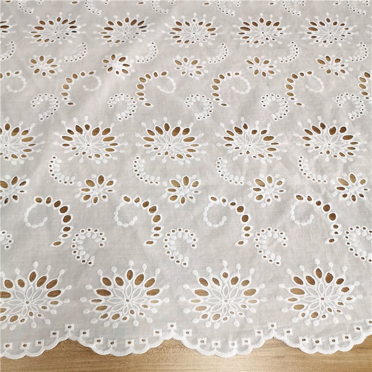 Hot selling low price leftover cotton embroidery fabric in stock lot for women and baby clothing