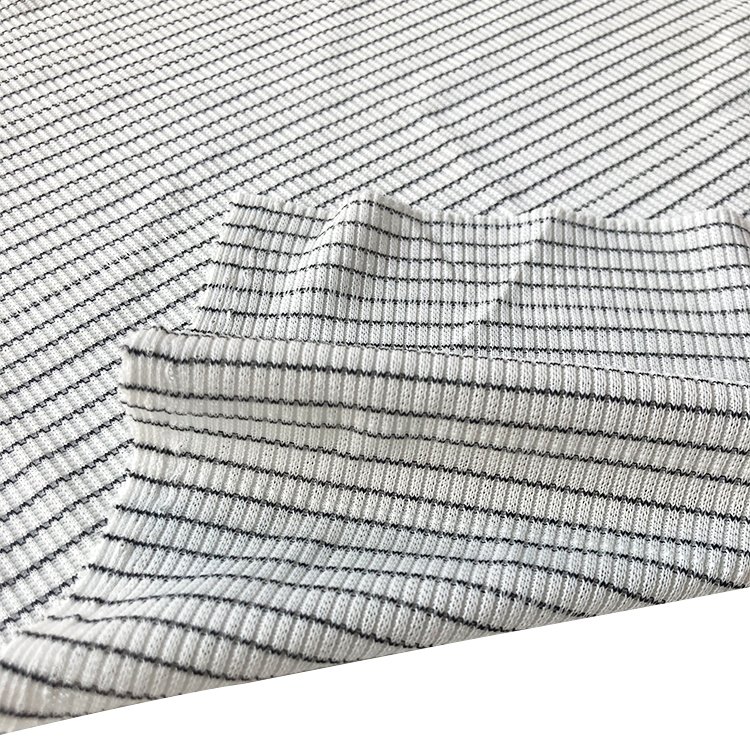 Allesd 86% Polyester + 9.5% Carbon Fiber+ 4.5% Spandex Breathable 180gsm ESD Rib Spandex Fabric for Clothes Cuff