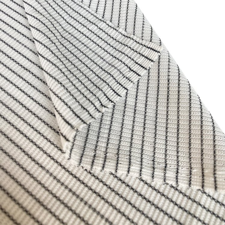 Allesd 86% Polyester + 9.5% Carbon Fiber+ 4.5% Spandex Breathable 180gsm ESD Rib Spandex Fabric for Clothes Cuff