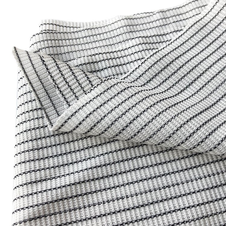 Allesd 86% Polyester + 9.5% Carbon Fiber+ 4.5% Spandex Breathable 180gsm ESD Rib Spandex Fabric for Clothes Cuff