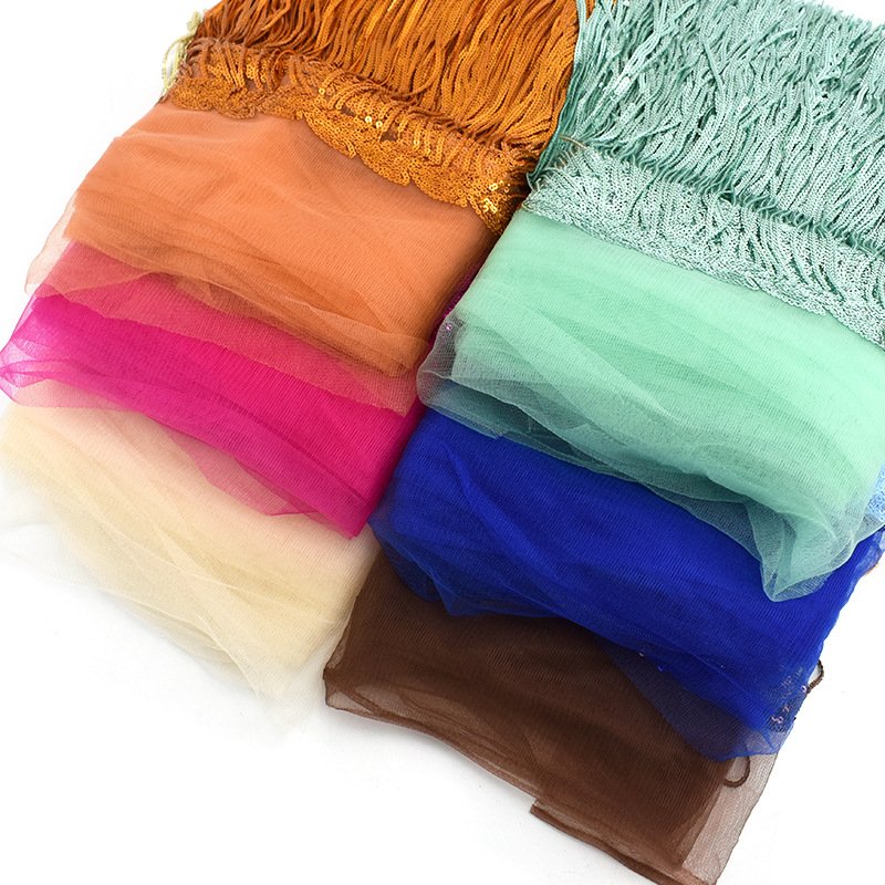 Wholesale Leaf Glitter Sequin Fringe Trims Fabrics Elastic lace to apply in clothes
