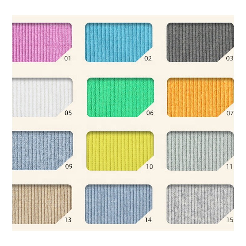 1x1 2x2 Wholesale custom viscose/polyester knit ribbed spandex brushed fabric ribbed knitted stretch fabric for warm sweater