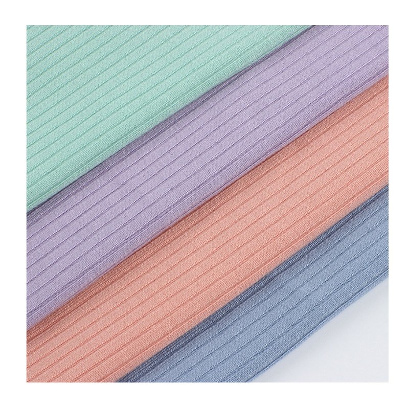 1x1 2x2 Wholesale custom viscose/polyester knit ribbed spandex brushed fabric ribbed knitted stretch fabric for warm sweater