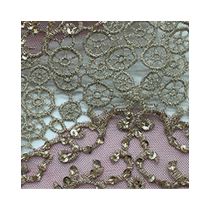 New Women's DIY Embroidered Fabric with Sequins Lightweight Beaded Embroidery Feature Unique Pattern