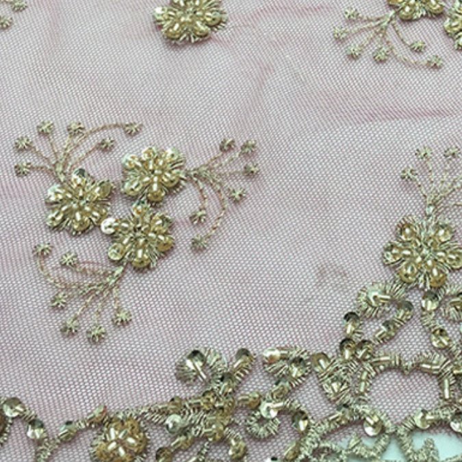 New Women's DIY Embroidered Fabric with Sequins Lightweight Beaded Embroidery Feature Unique Pattern