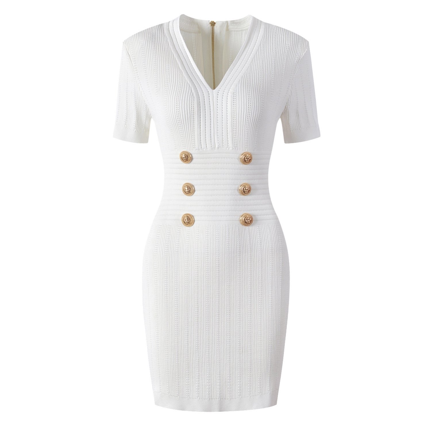Ocstrade Summer V Neck Black Rib Crochet Knit Dress Women 2024 Short Sleeve High Stretch Knitted Bodycon Slim Fit Casual Dress