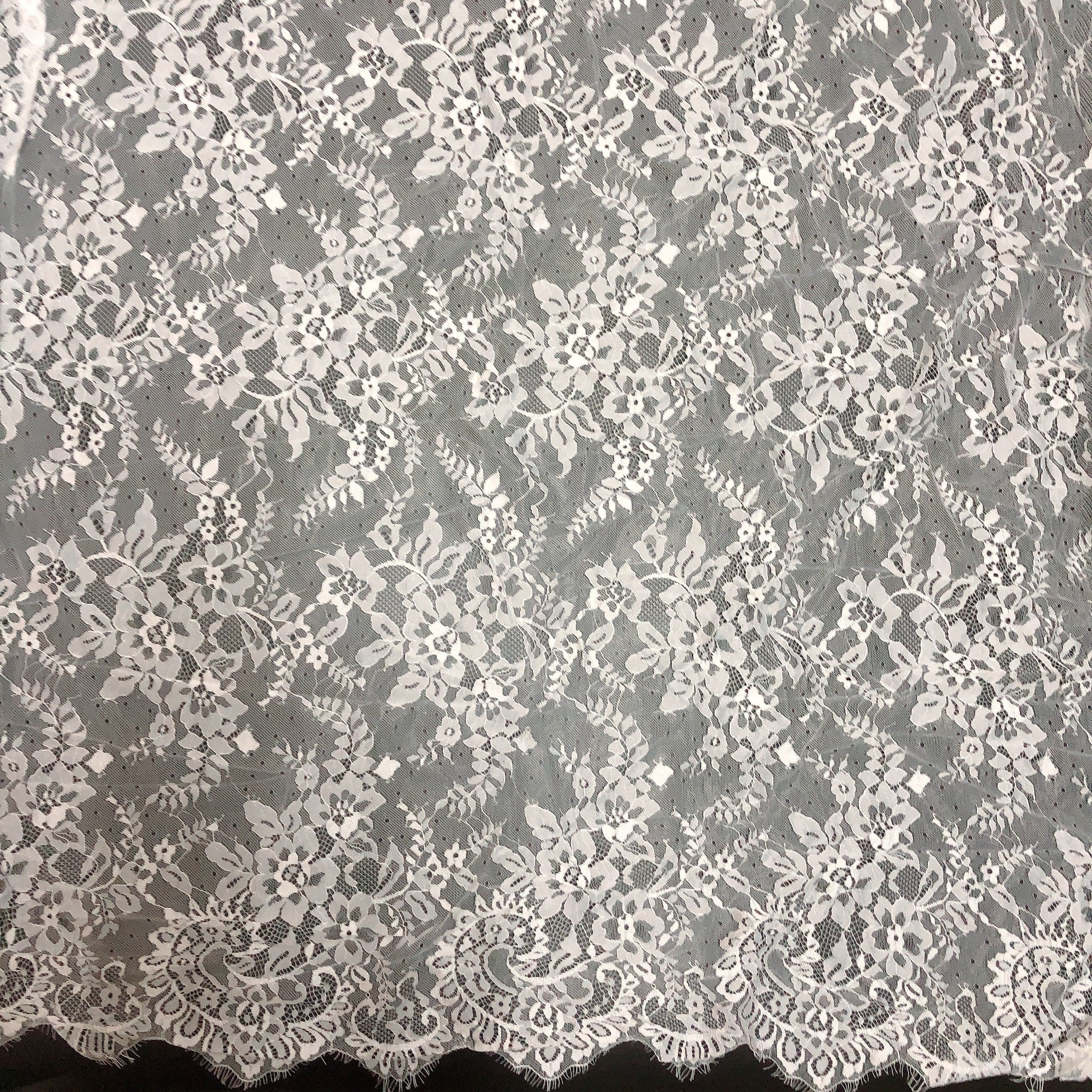 Fashion bridal french floral eyelash chantilly lace fabric pieces