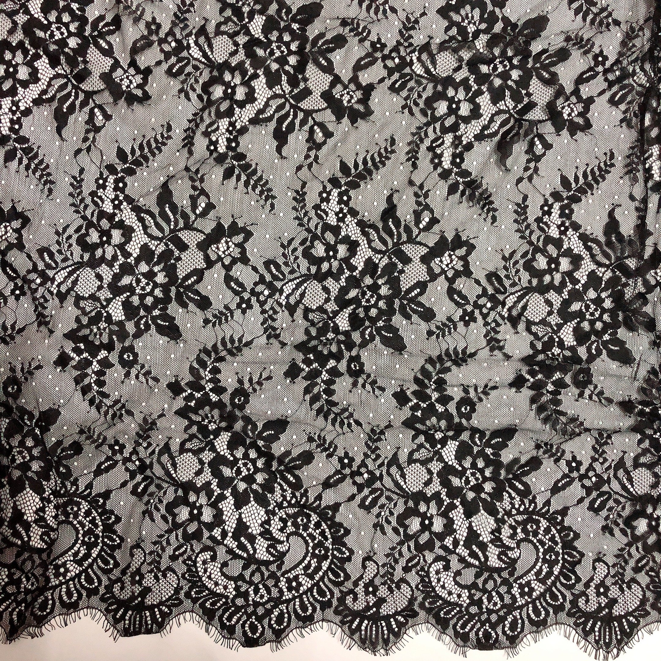 Fashion bridal french floral eyelash chantilly lace fabric pieces