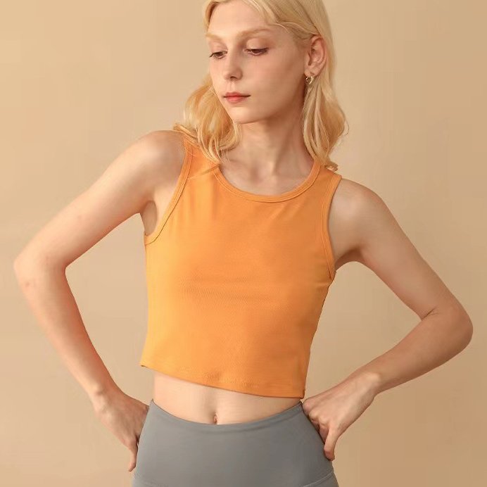 Sexy Sleeveless Knitted Rib Slim Tshirt Fitness Bralette Sexy Crop Tank Top Sports Halter Tops Ribbed Cropped Vest For Woman