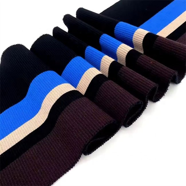 Popular products custom rib knitting 2*2 plain knitting stripe ribbing cuffs used for pants waist