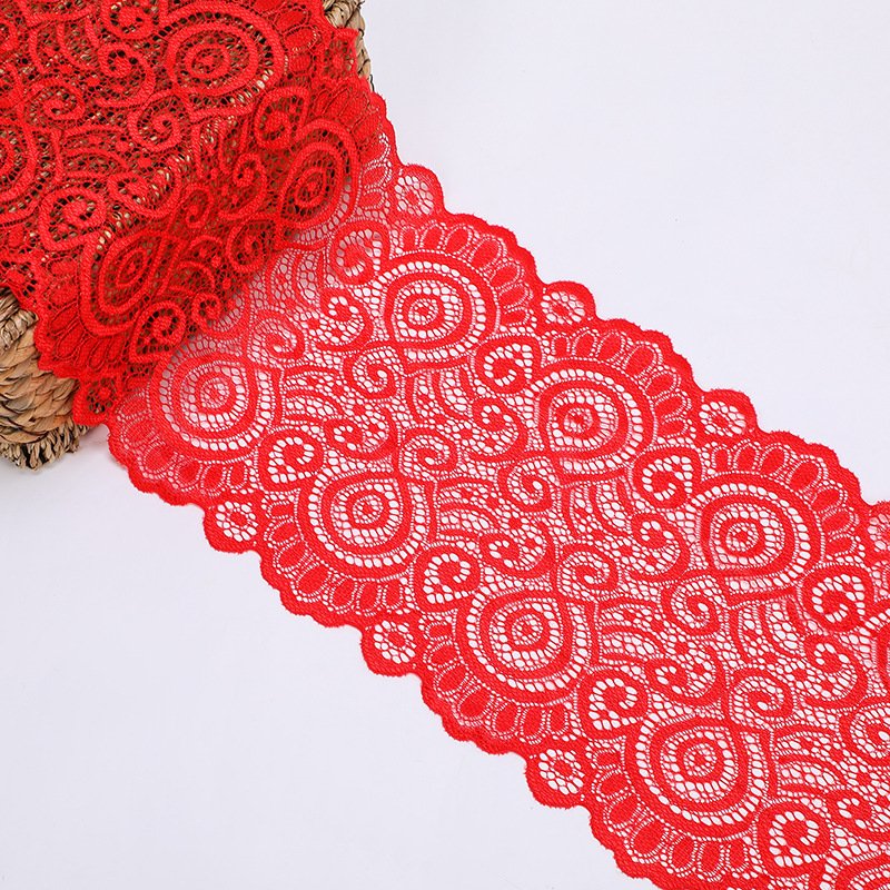 Factory customized 18cm elastic lace with various colors, hollowed out clothing accessories, lace diy