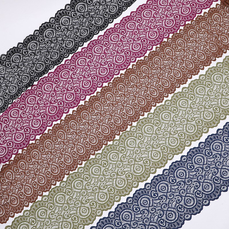 Factory customized 18cm elastic lace with various colors, hollowed out clothing accessories, lace diy