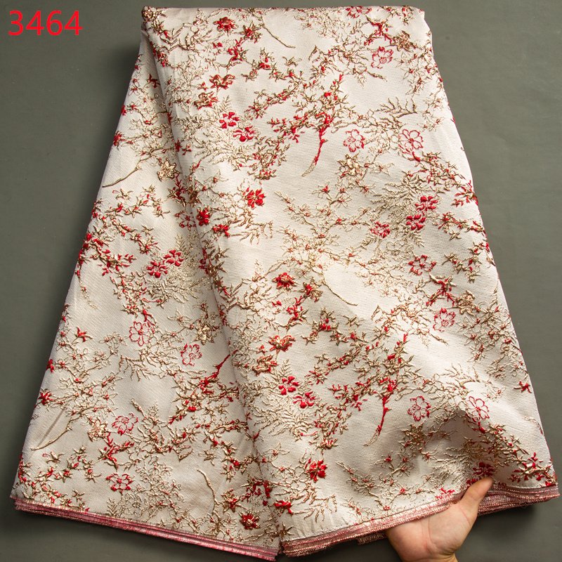 3464 African Embroidery Lace Fabric Latest 2023 Jacquard Brocade Lace Fabric Nigerian French Tulle Lace Fabric For Bridal Dress