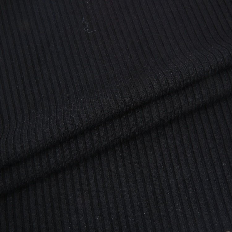 Custom TR viscose rayon polyester spandex 4x4 rib knit fabric solid knitted ribbed fabric for tank top