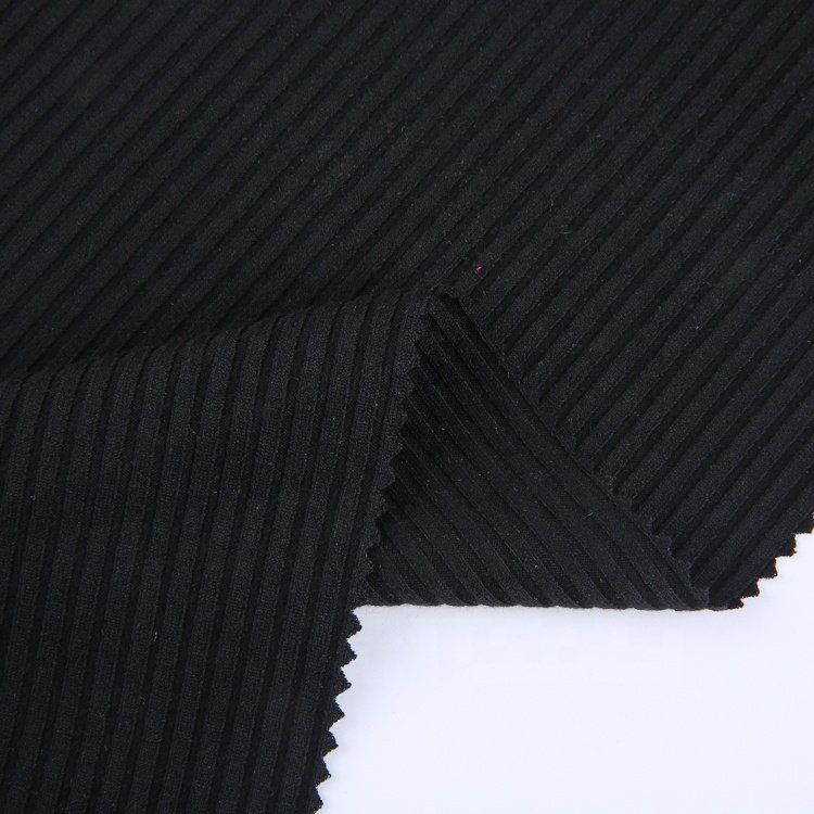 Custom TR viscose rayon polyester spandex 4x4 rib knit fabric solid knitted ribbed fabric for tank top