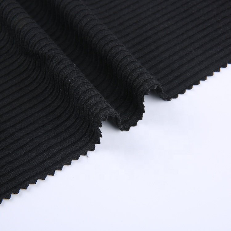 Custom TR viscose rayon polyester spandex 4x4 rib knit fabric solid knitted ribbed fabric for tank top