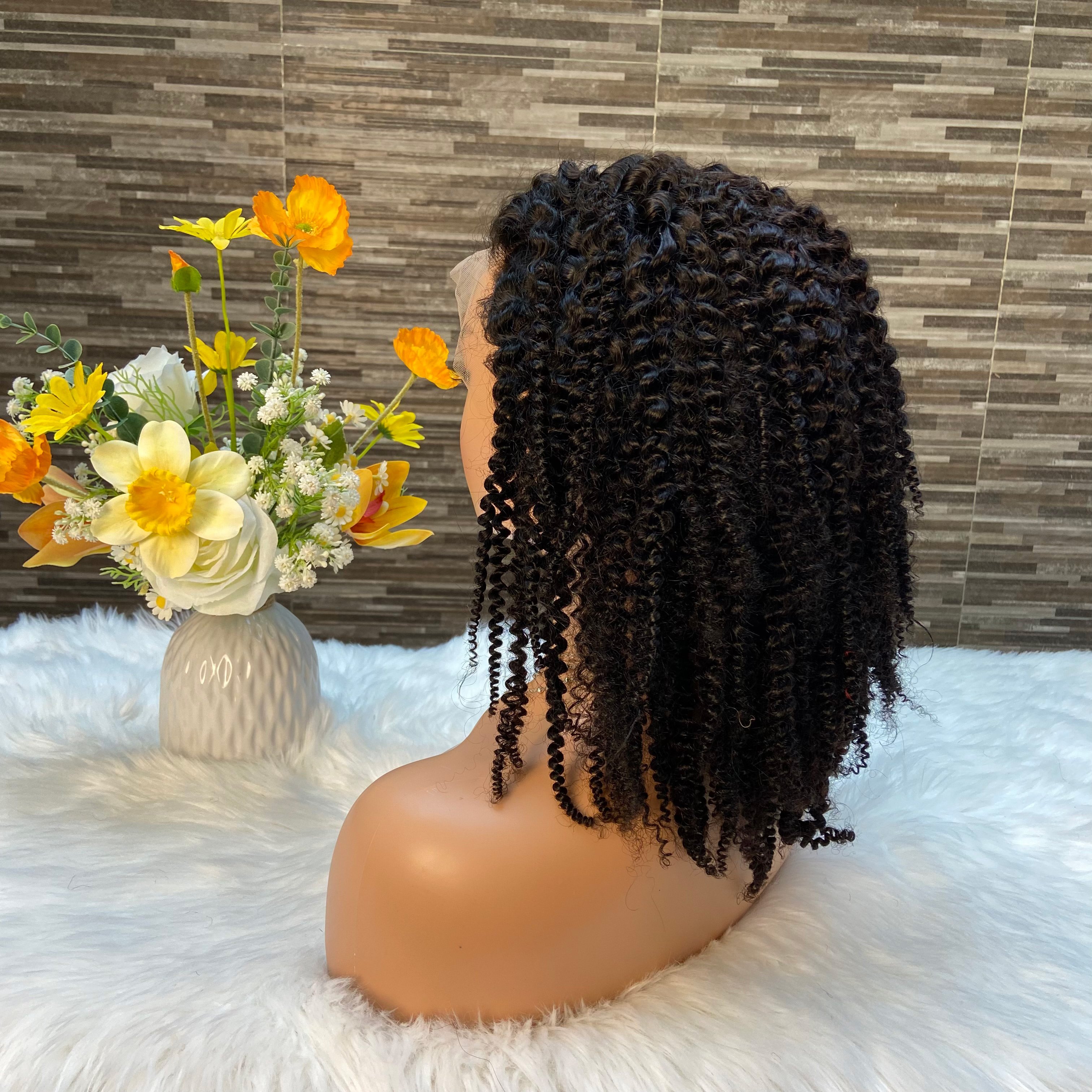 Raw Cuticle Aligned Natural Wave Natural 360 Lace Frontal Afro Kinky Curly Wig Human Hair for Black Women