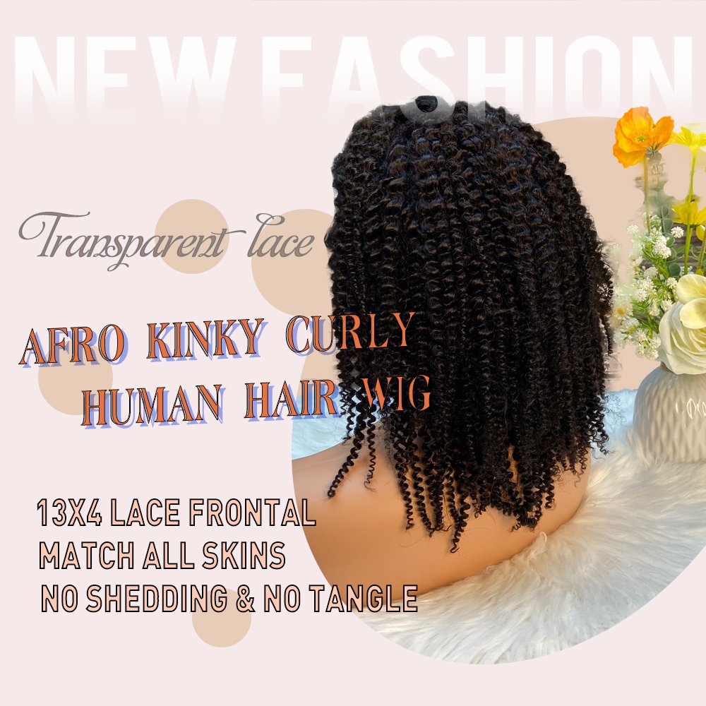 Raw Cuticle Aligned Natural Wave Natural 360 Lace Frontal Afro Kinky Curly Wig Human Hair for Black Women