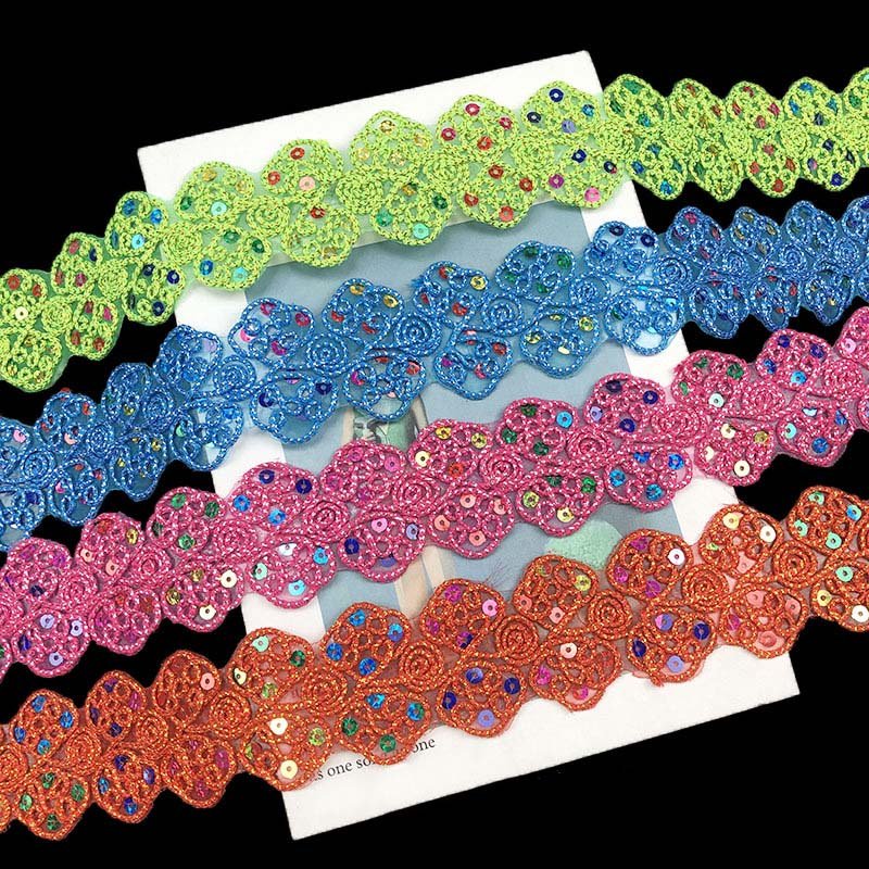 DIY clothes sewing fabric mesh organza braided lace beaded sequined upholstery iron-on flower ethnic lace trims for costume