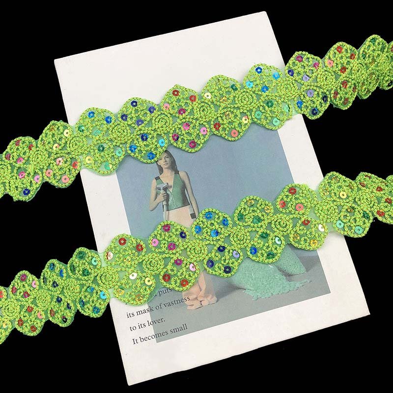 DIY clothes sewing fabric mesh organza braided lace beaded sequined upholstery iron-on flower ethnic lace trims for costume
