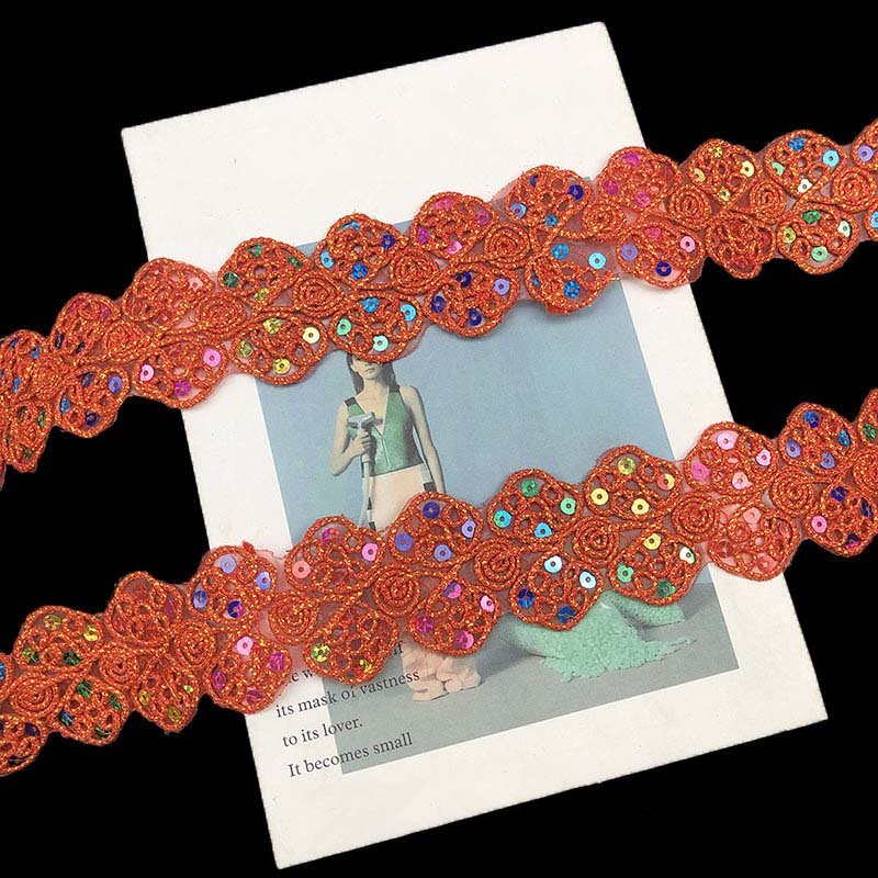 DIY clothes sewing fabric mesh organza braided lace beaded sequined upholstery iron-on flower ethnic lace trims for costume