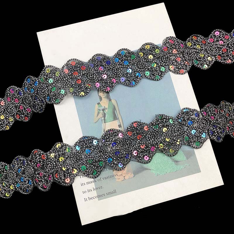 DIY clothes sewing fabric mesh organza braided lace beaded sequined upholstery iron-on flower ethnic lace trims for costume