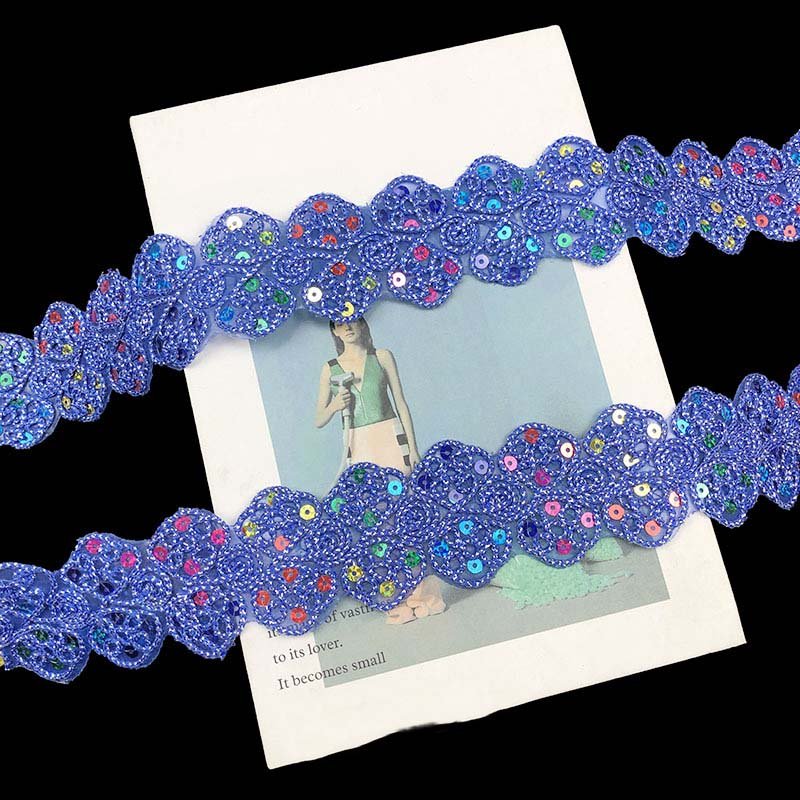 DIY clothes sewing fabric mesh organza braided lace beaded sequined upholstery iron-on flower ethnic lace trims for costume