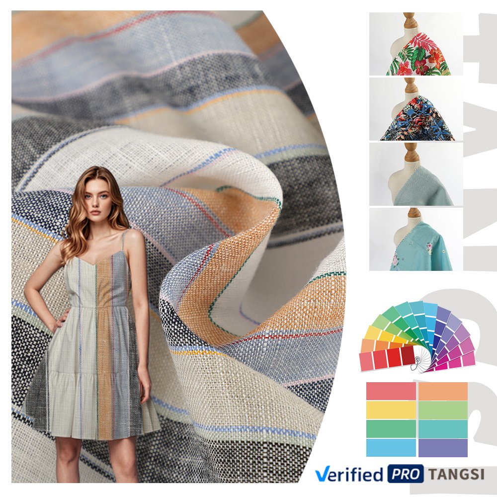 Pure Linen Fabric High Quality Breathable Cloth Women's Clothing Woven Custom Fabric For Clothing