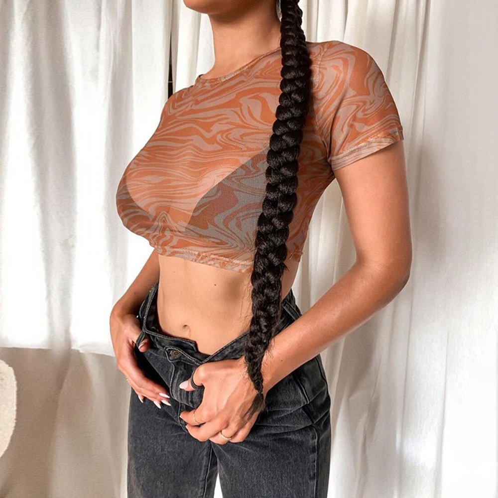 Women' Tank Tops Fashion Ladies Vibrant Printed Mesh Tops Ribbed Sequin Tops For Women Party