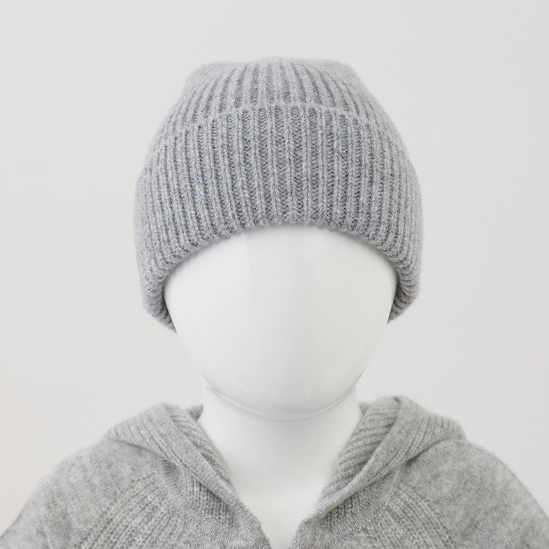 Custom OEM ODM Cashmere Beanie Wool Cashmere Knit Beanie Dark Grey Cozy Ribbed Cashmere Beanie Scarf