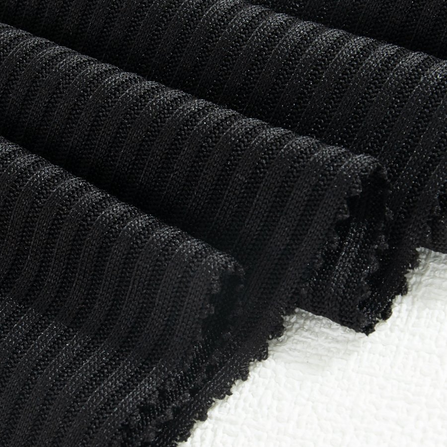 Wholesale 3 * 2 knitted ribbed polyester spandex fabric with elastic dress T-shirt fabric