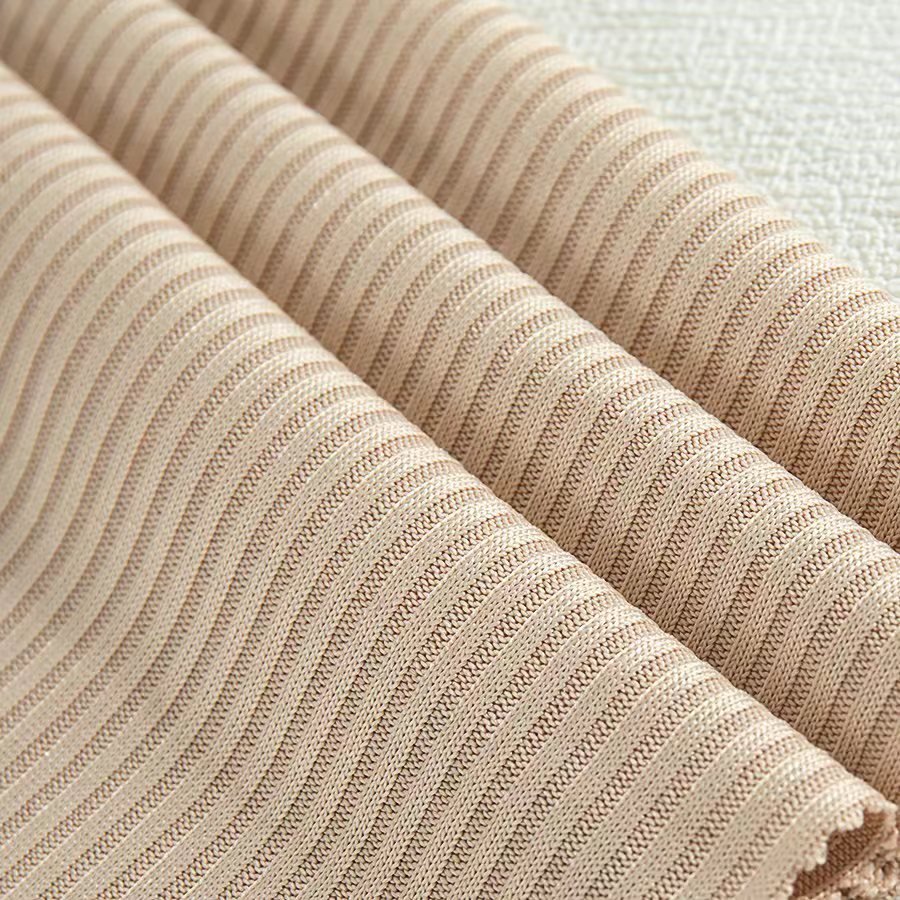 Wholesale 3 * 2 knitted ribbed polyester spandex fabric with elastic dress T-shirt fabric