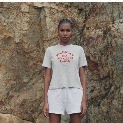 New stylish custom embroidered slogan print logo casual round neck ribbed dropped shoulder cotton top t-shirt for women