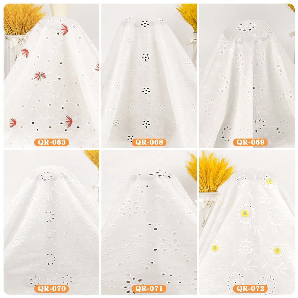 2023 hot sale good price embroidery fabric eyelet fabric cotton embroidery lace fabric for Casual Dress