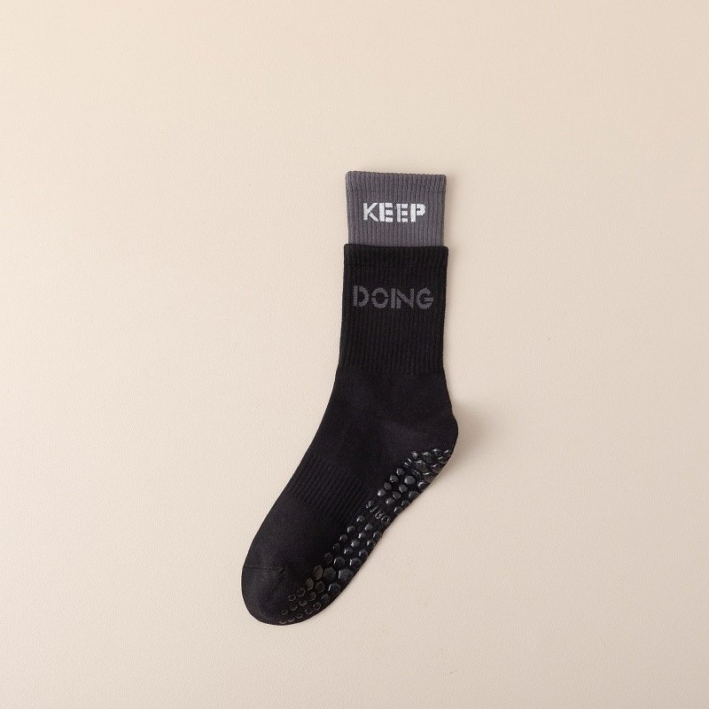 Indoor Fitness Ribbed Women's Cotton Anti-Slip Silicone Rubber Knitted Yoga Pilates Sports Socks Yoga