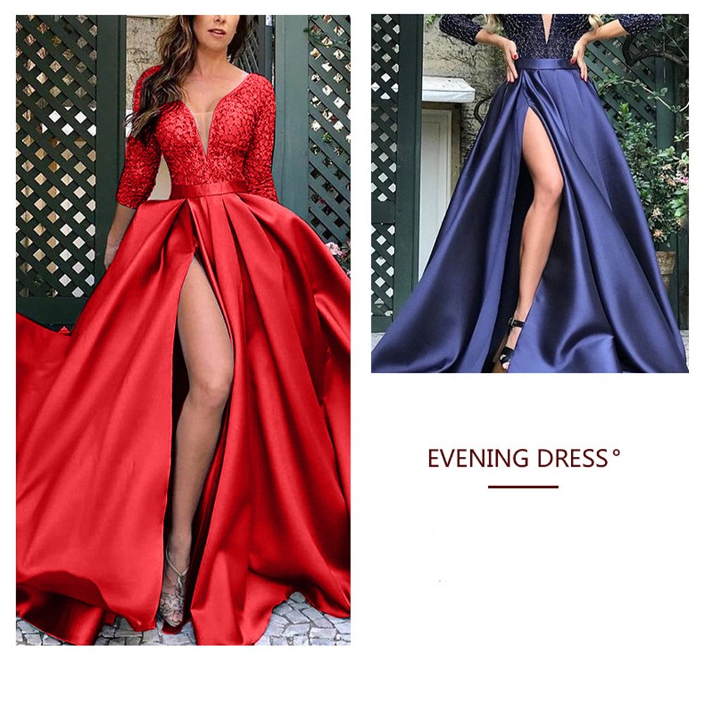 Spring Summer Europe And The United States Foreign Trade Women'S Lace Sequins Sexy Long Dress Train Evening Dress