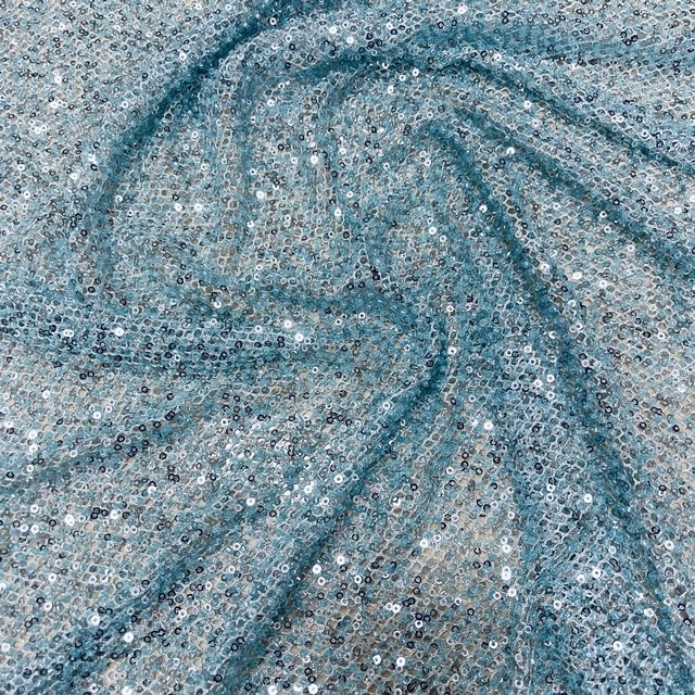 design Polyester Luxury Beautiful Gauze Tulle blue beads Embroidered Bridal Glitter Fabric For Wedding Dress