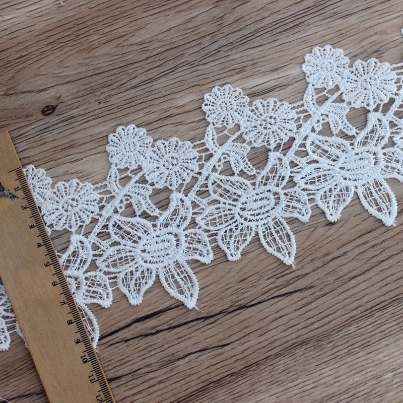 Zeal Women's Polyester Light Bar Code Lace Fabrics Custom 5cm Fashionable Wedding Decoration Water Soluble Embroidery Clothing