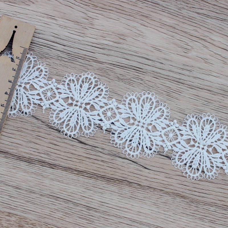 Zeal Women's Polyester Light Bar Code Lace Fabrics Custom 5cm Fashionable Wedding Decoration Water Soluble Embroidery Clothing