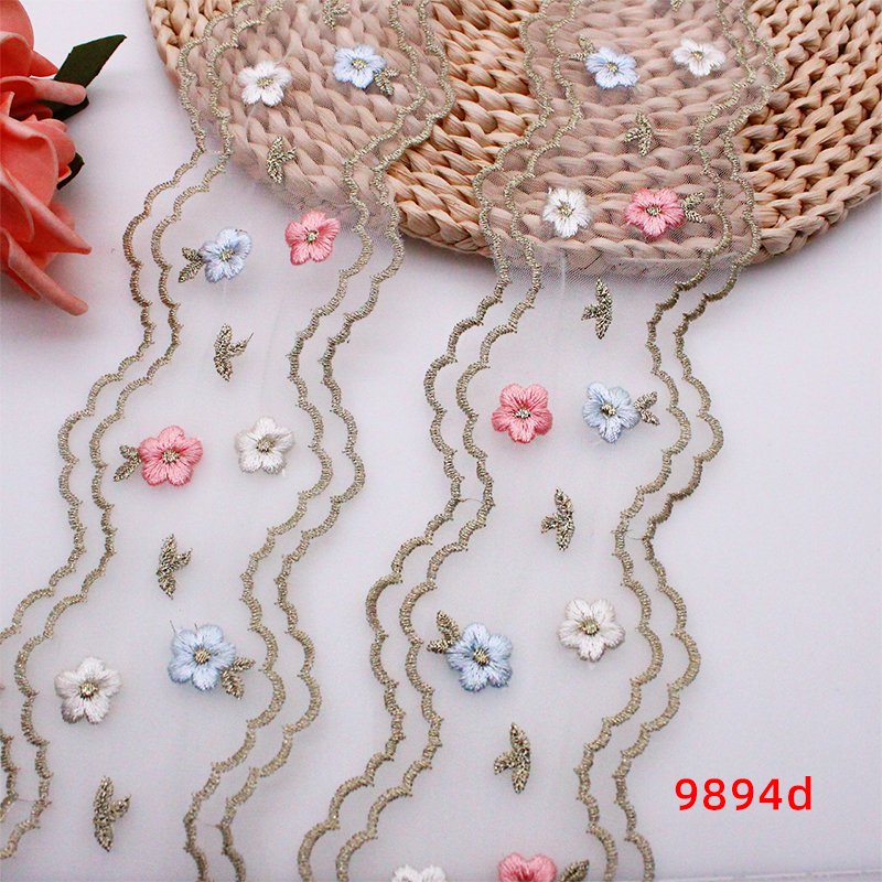 High quality polyester flower thin gauze mesh embroidery lace accessories fashionable lace trim french lace trimming