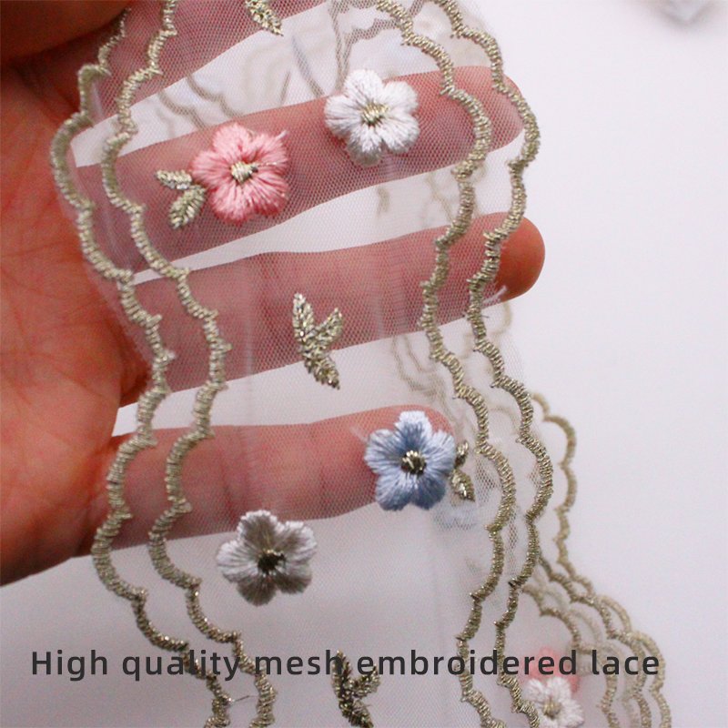 High quality polyester flower thin gauze mesh embroidery lace accessories fashionable lace trim french lace trimming