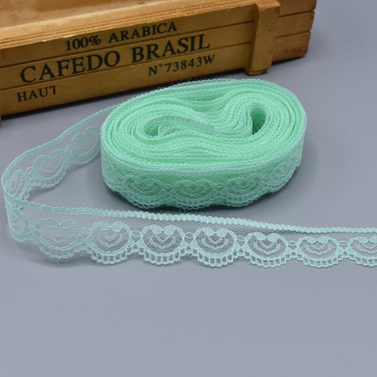 Wholesale 400Yards/Lot 23mm Love Heart 100% Nylon Mesh Embroidery Lace for Clothing DIY