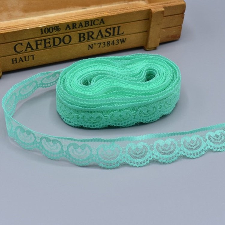 Wholesale 400Yards/Lot 23mm Love Heart 100% Nylon Mesh Embroidery Lace for Clothing DIY