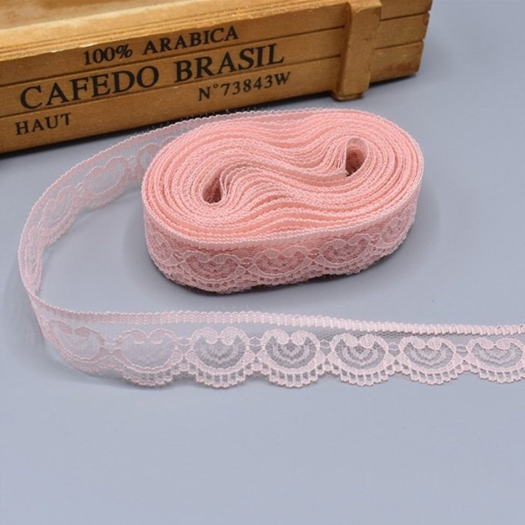 Wholesale 400Yards/Lot 23mm Love Heart 100% Nylon Mesh Embroidery Lace for Clothing DIY