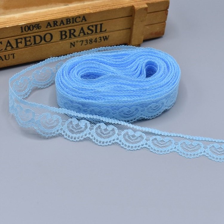 Wholesale 400Yards/Lot 23mm Love Heart 100% Nylon Mesh Embroidery Lace for Clothing DIY